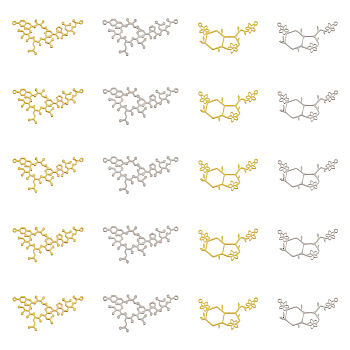 32Pcs 4 Styles 304 Stainless Steel Connector Charms, Molecular Structure Links, Golden & Stainless Steel Color, 19~25.5x35.5~42x1mm, Hole: 1~1.2mm, 8pcs/style