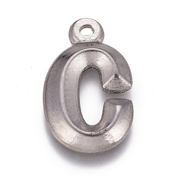304 Stainless Steel Pendants, Alphabet, Letter.C, 16x10x2mm, Hole: 1mm