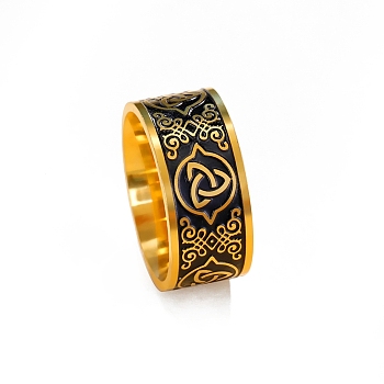 Stainless Steel Enamel Triquetra/Trinity Knot Finger Rings, Claddagh Ring, Golden, Inner Diameter: 21mm