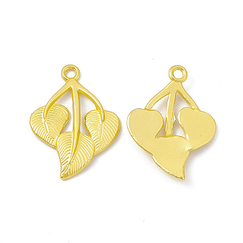 Rack Plating Alloy Pendants, Cadmium Free & Lead Free & Nickle Free, Leaf Charms, Matte Gold Color, 31x22.5x3mm, Hole: 2mm