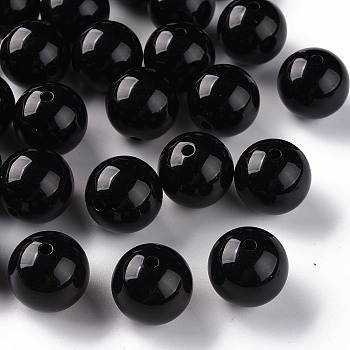 Opaque Acrylic Beads, Round, Black, 20x19mm, Hole: 3mm