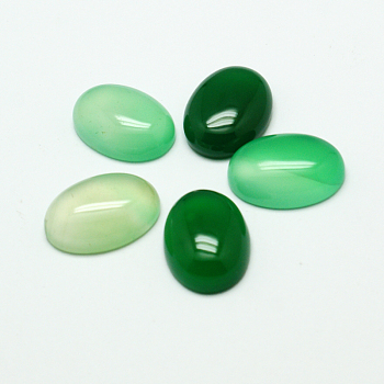 Dyed Oval Natural Jade Cabochons, Green, 25x18x6mm