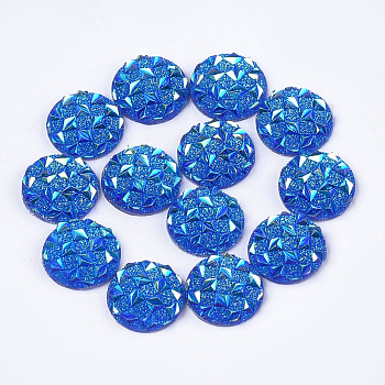 Resin Cabochons, Half Round, Blue, 12x3~3.5mm