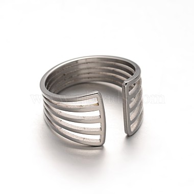 Simple 316 Stainless Steel Wide Band Hollow Cuff Rings(RJEW-F046-31)-2