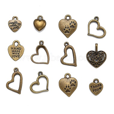 Antique Bronze Heart Alloy Charms