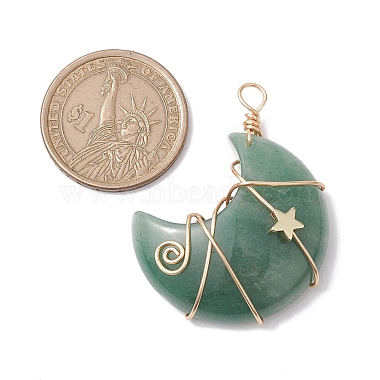 pendentifs enveloppés de fil de cuivre d'aventurine verte naturelle(PALLOY-JF02685-03)-2