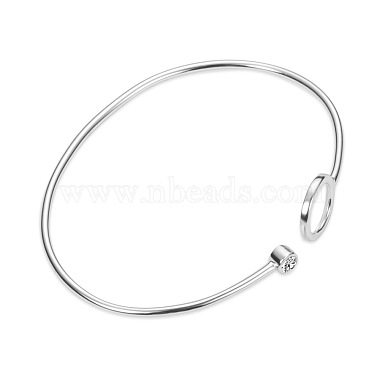 bracelet manchette en argent sterling plaqué rhodium 925 au design simple shegrace(JB60A)-3