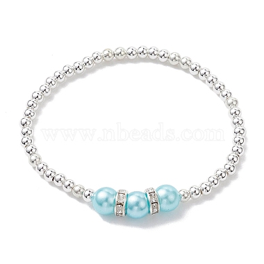bracelet extensible en perles d'imitation en plastique abs et perles en laiton(BJEW-JB10155)-3