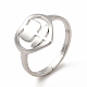 304 anneau réglable coeur en acier inoxydable avec fleur pour femme(RJEW-B027-30P)-1