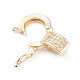 Brass Micro Pave Clear Cubic Zirconia Twister Clasps(X-ZIRC-L097-021G)-3