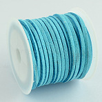 Faux Suede Cord, Faux Suede Lace, Pale Turquoise, 3x1.5mm, about 5.46 yards(5m)/roll, 25rolls/bag(LW-R003-58)