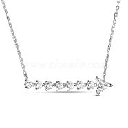 TINYSAND 925 Sterling Silver Shining Cubic Zirconia Arrow Pendant Necklaces, with Lobster Claw Clasps, Silver, 22.5 inch(including 1in adjustable chain), Packing Size: 9.5x9x2.7cm(TS-N391-S)