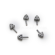 Brass Micro Pave Clear Cubic Zirconia Head Pins, for Ghost Witch Baroque Pearl Making, Triangle, Gunmetal, 7mm(BAPE-PW0001-08B-B)