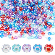 500Pcs 5 Colors Transparent Acrylic European Beads, Large Hole Beads, AB Color, Rondelle, Mixed Color, 9x6mm, Hole: 4mm, about 100pcs/color(TACR-AR0001-21)