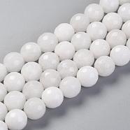 Natural Malaysia Jade Bead Strands, Dyed, Faceted, Round, White, 10mm, Hole: 1mm, about 37pcs/strand, 14.5 inch(36.83cm)(G-F488-10mm-40)