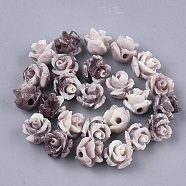 Synthetic Coral Beads, Dyed, Flower, Coconut Brown, 6~7x6~7mm, Hole: 1.2mm(CORA-S027-30I)
