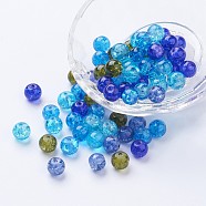 Baking Painted Crackle Glass Beads, Ocean Mix, Round, Mixed Color, 8~8.5x7.5~8mm, Hole: 1mm, about 100pcs/bag(DGLA-X0006-8mm-01)