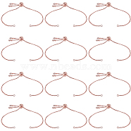 12Pcs Rack Plating Adjustable Brass Slider Bracelet Making, with Cubic Zirconia, Long-Lasting Plated, Lead Free & Cadmium Free, Fit for Connector Charms, Rose Gold, Single Chain Length: 12.5cm, Hole: 1mm(KK-SP0001-80RG)