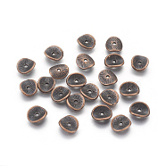 Tibetan Style Alloy Wavy Spacer Beads, Lead Free & Nickel Free, Arched Disc, Red Copper, 9x1mm, Hole: 1mm(X-TIBEP-A11067-R-FF)
