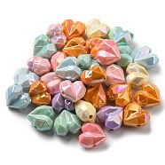 UV Plating Acrylic Beads, Iridescent, Faceted, Heart, Mixed Color, 20.5~21x20.5x13.5mm, Hole: 2.6mm(OACR-R261-10)