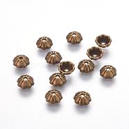Tibetan Style Bead Caps,  Cadmium Free & Nickel Free & Lead Free, Half Round, Antique Bronze, 6x2.5mm, Hole: 1mm(TIBEB-00954-AB-NR)