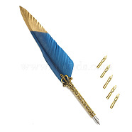 Feather Dipped Pen, with Alloy Pen Tip & Replacement Tips, for Teacher's Day, Marine Blue, 285x45mm(FEAT-PW0001-007N)