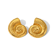 Fashionable Summer Beach Conch Stainless Steel Stud Earrings for Women, Golden, 46.5x36mm(KA7442-2)