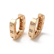 Brass Micro Pave Cubic Zirconia Hoop Earrings for Women, Oval, Light Gold, 16x14.5x4mm(EJEW-M238-18KCG)
