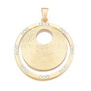 Rack Plating Eco-Friendly Alloy Big Pendants, with Rhinestone, Lead Free & Nickel Free & Cadmium Free, Flat Round, Matte Gold Color, 71.5x66x3mm, Hole: 11.5x7mm(FIND-N005-39G)