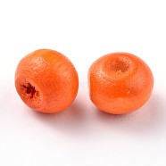 Dyed Natural Wood Beads, Round, Lead Free, Dark Orange, 6x4~5mm, Hole: 2mm, about 13600pcs/1000g(WOOD-Q006-6mm-09-LF)