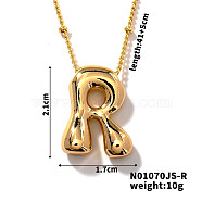 Simple and Stylish Brass Letter Pendant Necklaces for Women Men, Golden, Letter R, 16.14 inch(41cm)(GF2554-18)