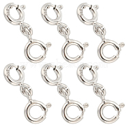 SUNNYCLUE 6Pcs Sterling Silver Double Spring Ring Clasps, Platinum, 15x6x3mm, Hole: 1.2mm(STER-SC0001-22P)