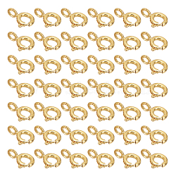 40Pcs Brass Spring Ring Clasps, Nickel Free, Real 14K Gold Plated, 8x6x1mm, Hole: 1.6mm(KK-DC0001-54)