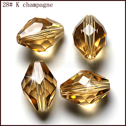 Imitation Austrian Crystal Beads, Grade AAA, K9 Glass, Faceted, Bicone, Gold, 8x11mm, Hole: 0.9~1mm(SWAR-F054-11x8mm-28)