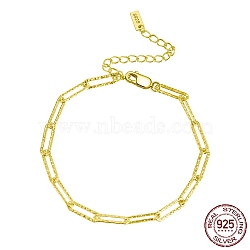 925 Sterling Silver Paperclip Chain Bracelets, with S925 Stamp, Golden, 6-1/2 inch(16.5cm)(BJEW-I314-055G)