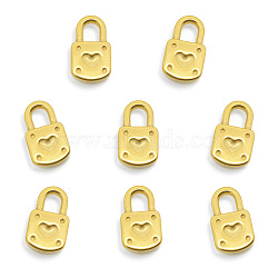 Vacuum Plating 201 Stainless Steel Pendants, Padlock with Heart, Golden, 18x10.5x3.5mm, Hole: 4x5mm(STAS-Q243-LM201)