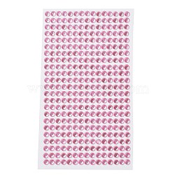 Self Adhesive Acrylic Rhinestone Stickers, Round Pattern, for DIY Scrapbooking and Craft Decoration, Pink, 200x95mm(STIC-PW0012-01E)