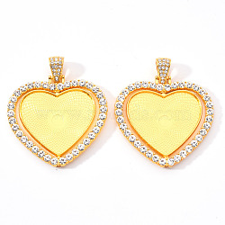 Alloy Pendant Cabochon Settings, with Crystal Rhinestone, Cadmium Free & Lead Free, Double-sided Tray, Heart, Golden, Tray: 26.5x32.5mm, 42.5x45.5x3mm, Hole: 9.5x5mm(X-PALLOY-S107-004G-RS)