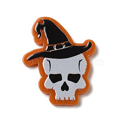 Halloween Printed Acrylic Pendants, Skull, 37x28x2mm, Hole: 1.5mm(SACR-P020-B04)