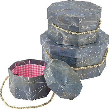 Octagon Cardboard Boxes, Gift Packaging Box, for Wedding Baby Shower Party Favor, Slate Gray, 12~20.5x12~20.5x7.5~19.3cm