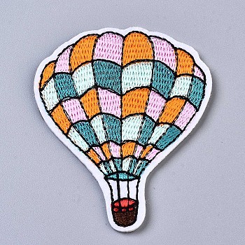 Hot Air Balloon Appliques, Computerized Embroidery Cloth Iron on/Sew on Patches, Costume Accessories, Colorful, 69x55.5x1mm
