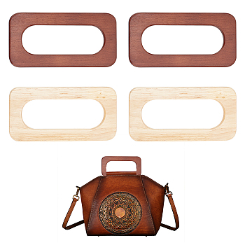 WADORN 4Pcs 2 Colors Rectangle Wood Bag Handles, for Purse Making Accessories, Mixed Color, 10x20cm, Inner Diameter: 15x5cm, 2pcs/color