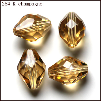 Imitation Austrian Crystal Beads, Grade AAA, Faceted, Bicone, Gold, 8x11mm, Hole: 0.9~1mm