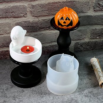 Halloween Ghost DIY Candle Silicone Molds, for Scented Candle Making, White, 72x85x95mm