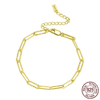 925 Sterling Silver Paperclip Chain Bracelets, with S925 Stamp, Golden, 6-1/2 inch(16.5cm)