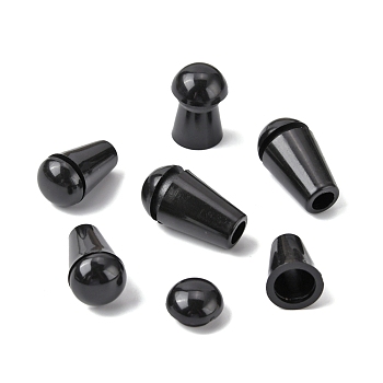 Plastic Cord End, End Cap with Flat Round Plug, Cone, Black, 20x12mm, Hole: 4.8mm