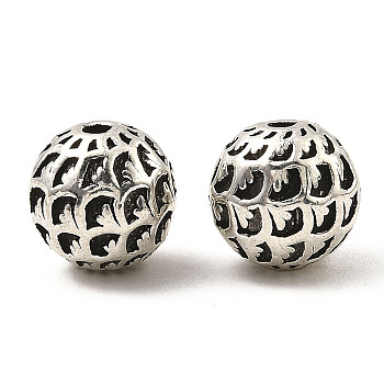 Tibetan Style Alloy Beads, Round, Antique Silver, 12mm, Hole: 2.5mm, about 139pcs/1000g