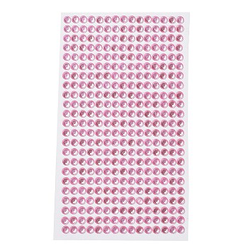 Self Adhesive Acrylic Rhinestone Stickers, Round Pattern, for DIY Scrapbooking and Craft Decoration, Pink, 200x95mm