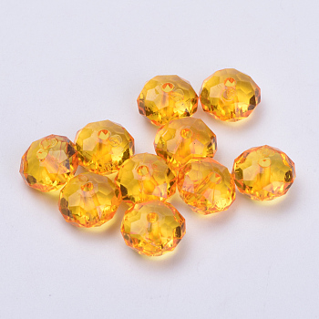 Transparent Acrylic Beads, Faceted, Rondelle, Orange, 8x5mm, Hole: 1.4mm, about 2700pcs/500g