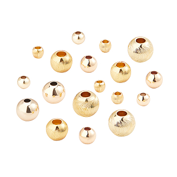 BENECREAT Brass Round Spacer Beads, Real 18K Gold Plated, Beads: 240pcs/box